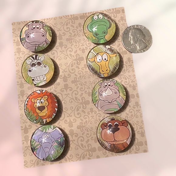 Set/8 𝑯𝒂𝒏𝒅𝒎𝒂𝒅𝒆 Zoo Animals Magnets Cabochons Gift! - Picture 6 of 13